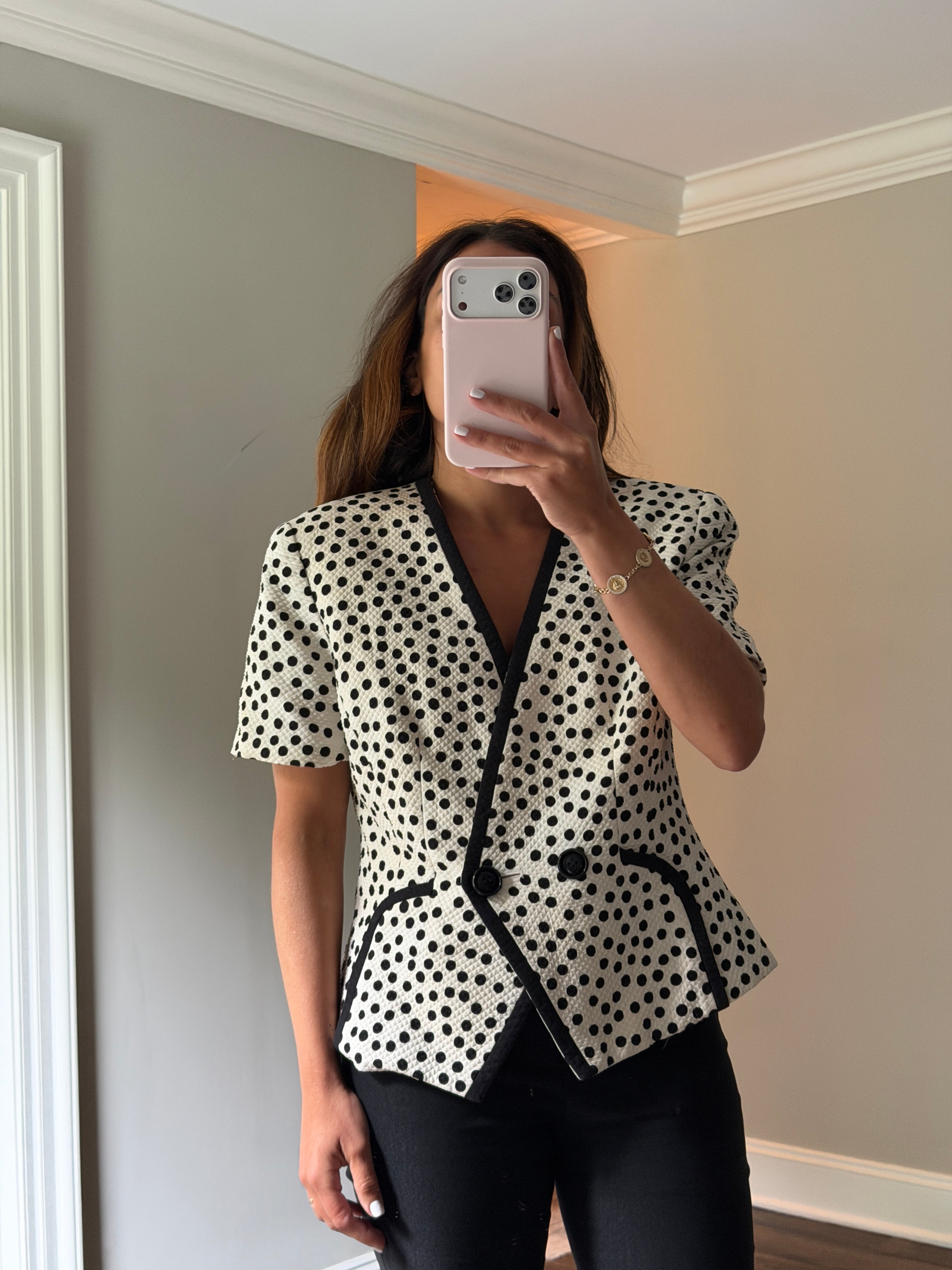 Christian Dior Polka Dot short sleeve blazer