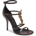 Saint Laurent Cassandra YSL Brown Leather Strappy Heeled Sandals Size 38.5 BNIB