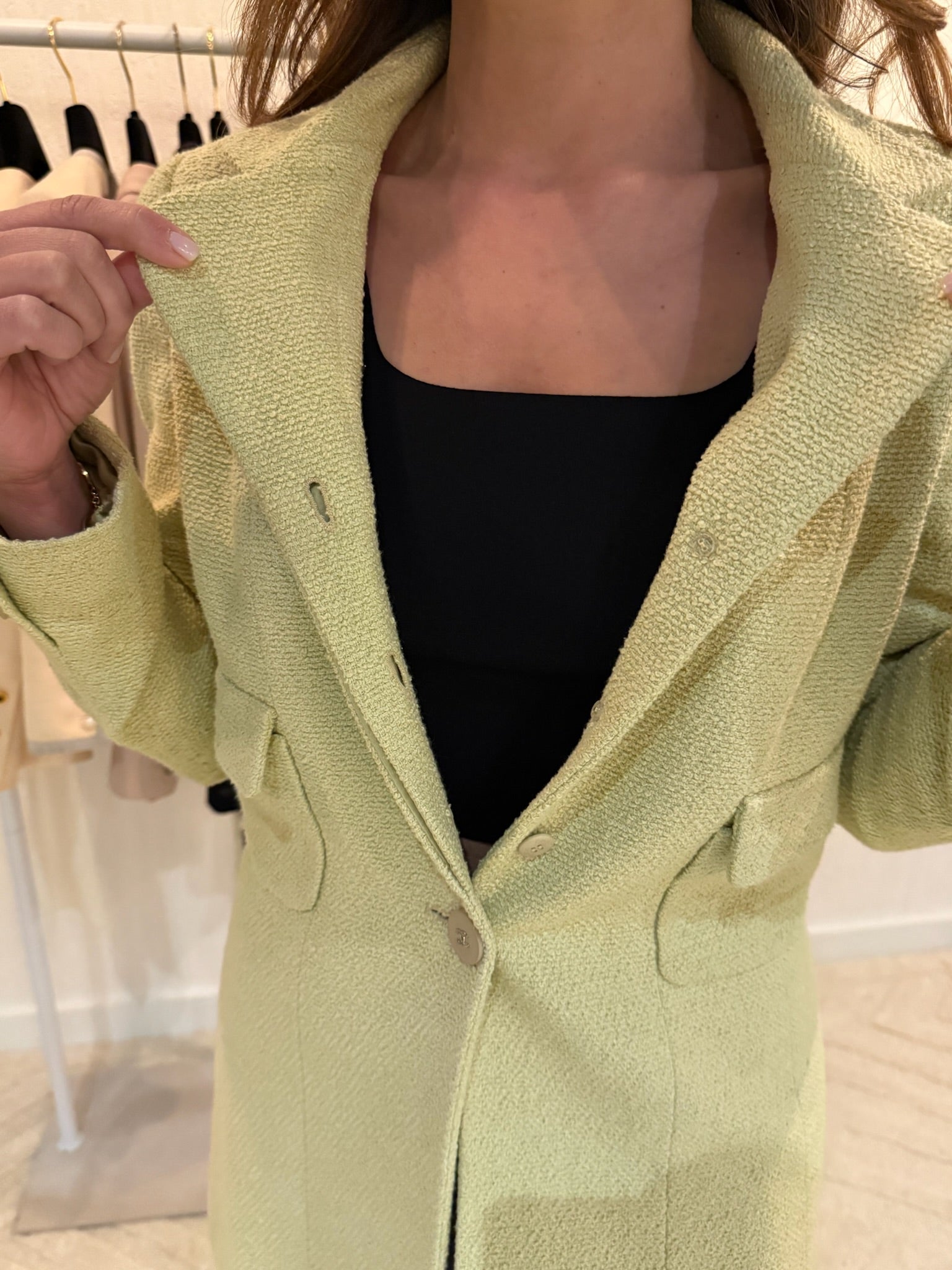Chanel 1998 Light Green CC Button Blazer