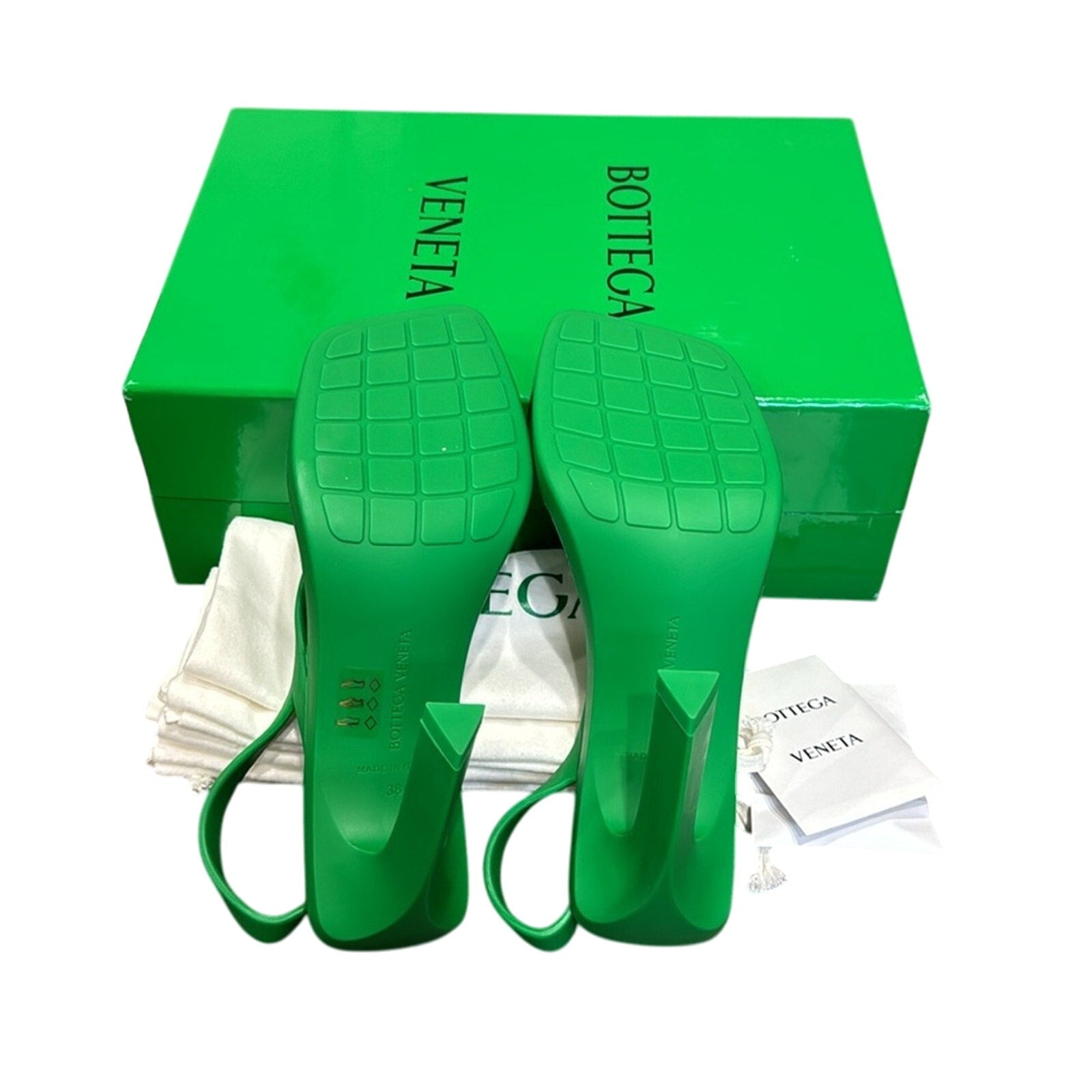 Bottega Veneta Jimbo Rubber Slingback Sandals Parakeet Green BNIB 38