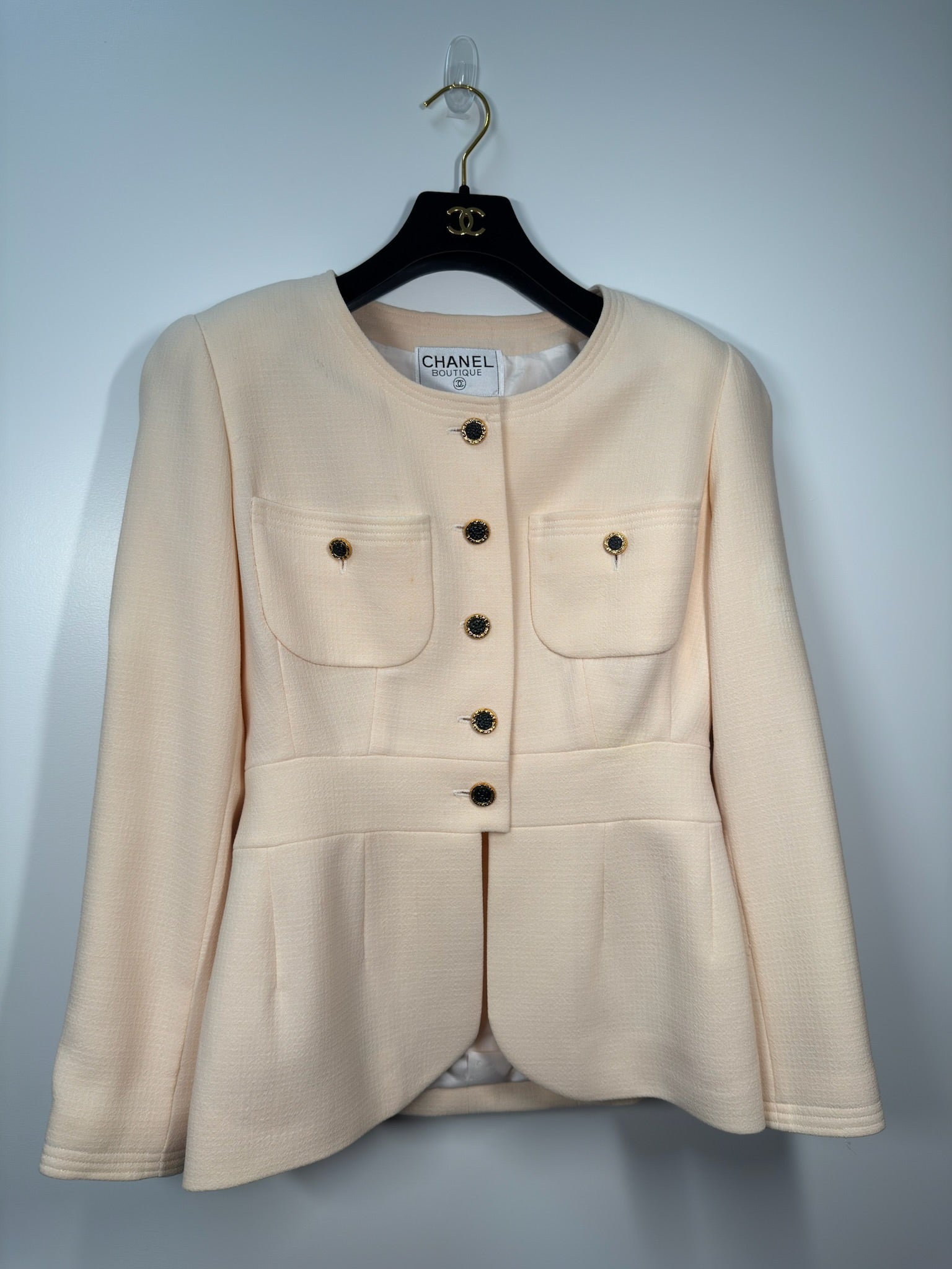 Chanel Beige Blazer Blk Buttons