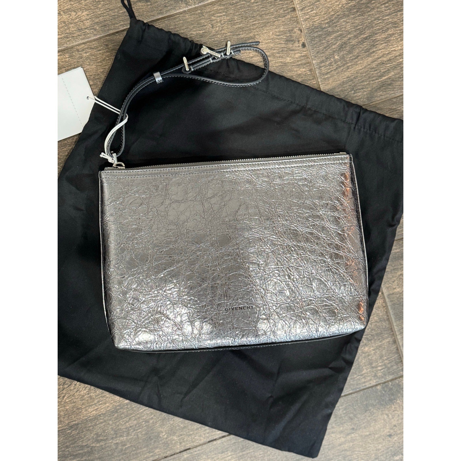 Givenchy Voyou metallic leather pouch NWT