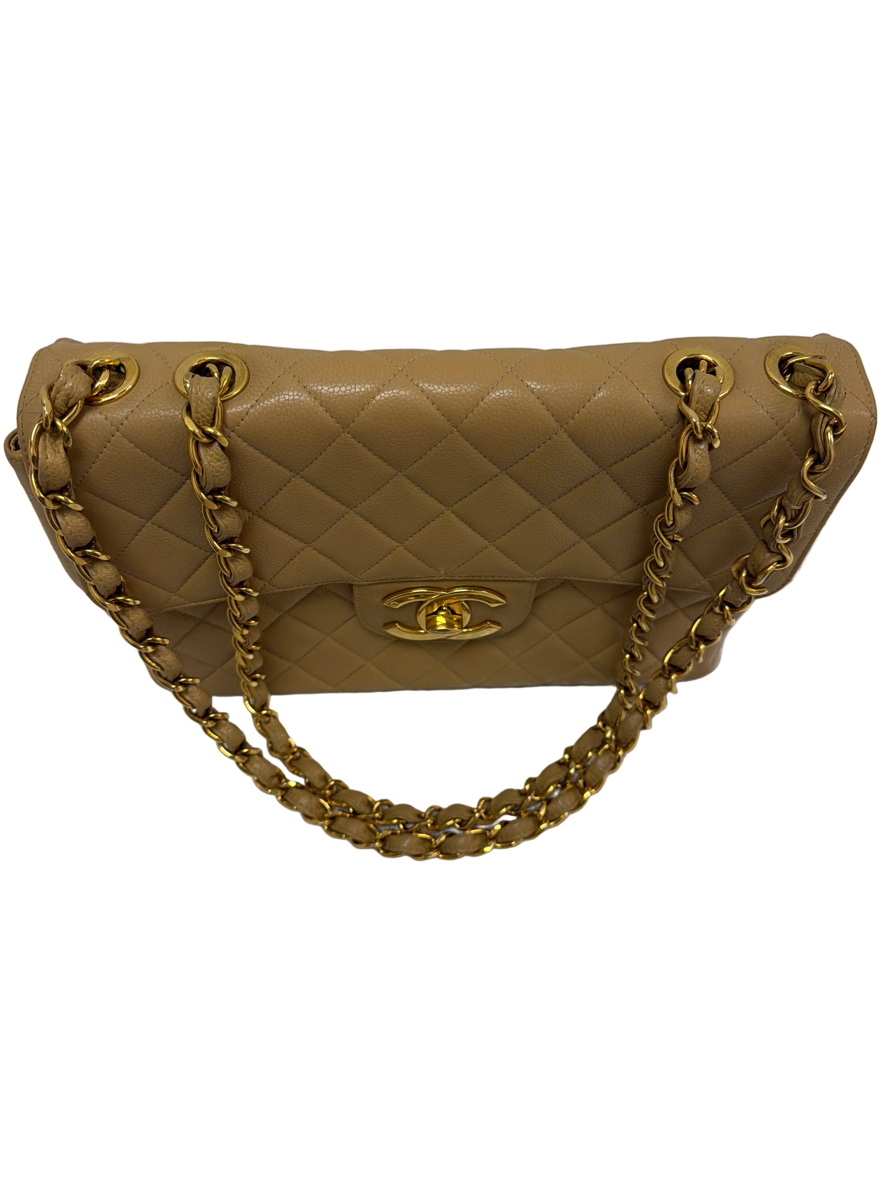 Chanel Jumbo Caviar Beige Maxi Flap  1986-1988