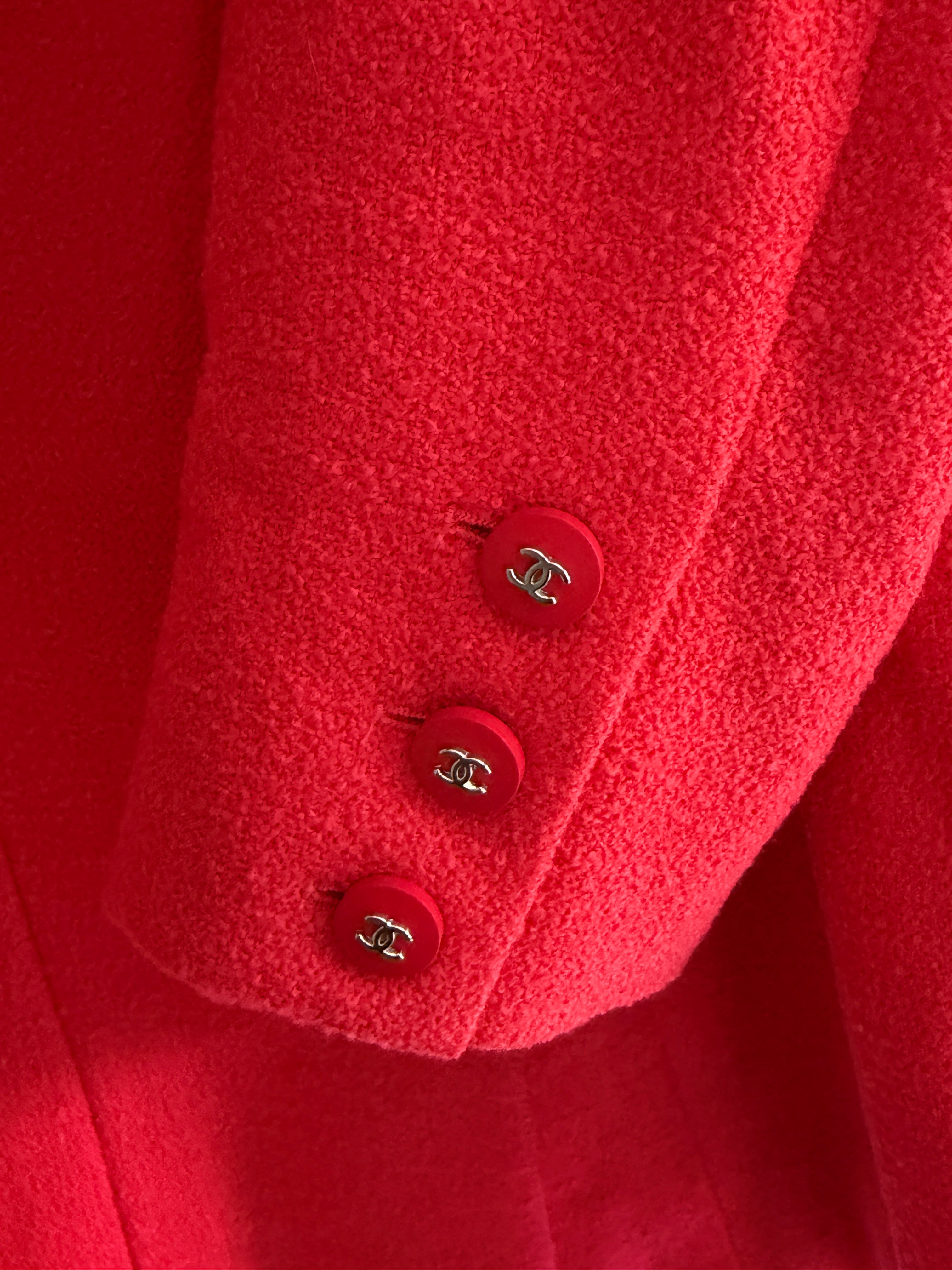 Chanel Vintage 1996 Red Tweed Boutique Blazer FR36