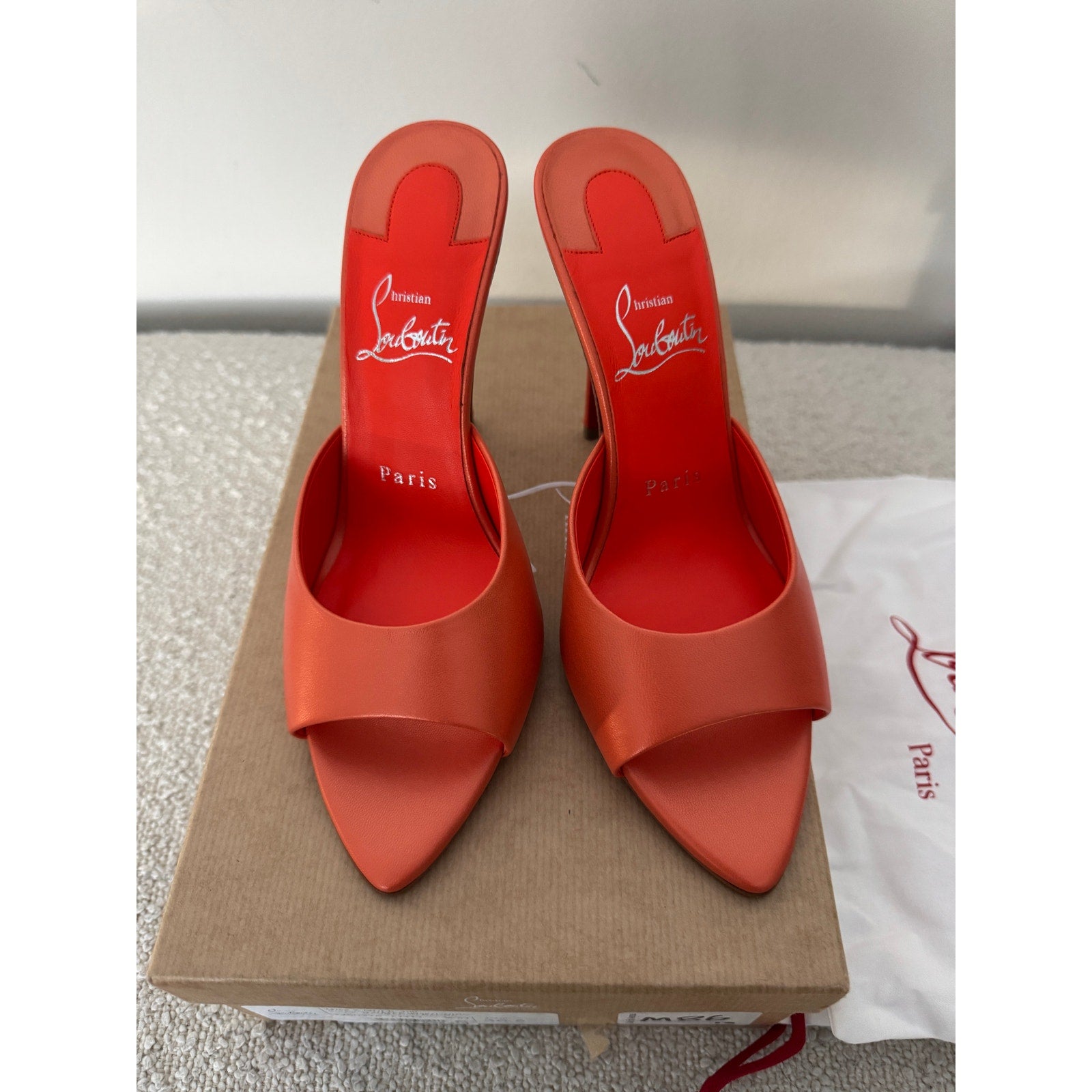 Christian Louboutin
Women’s 100mm Miss Z Leather Mule Sandals SIZE 36.5