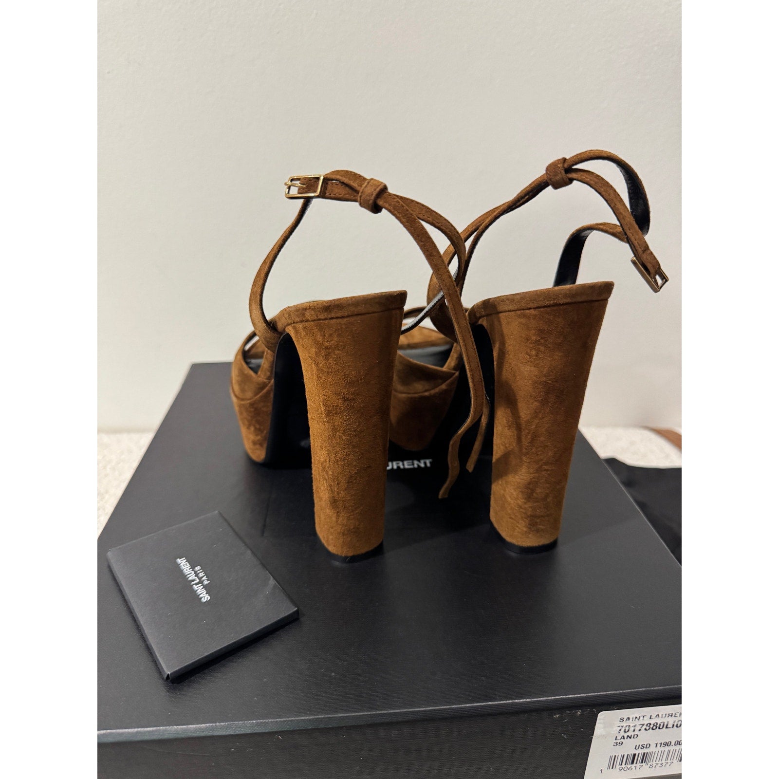 SAINT LAURENT JODIE PLATFORM SANDALS IN SUEDE LAND BNIB 39