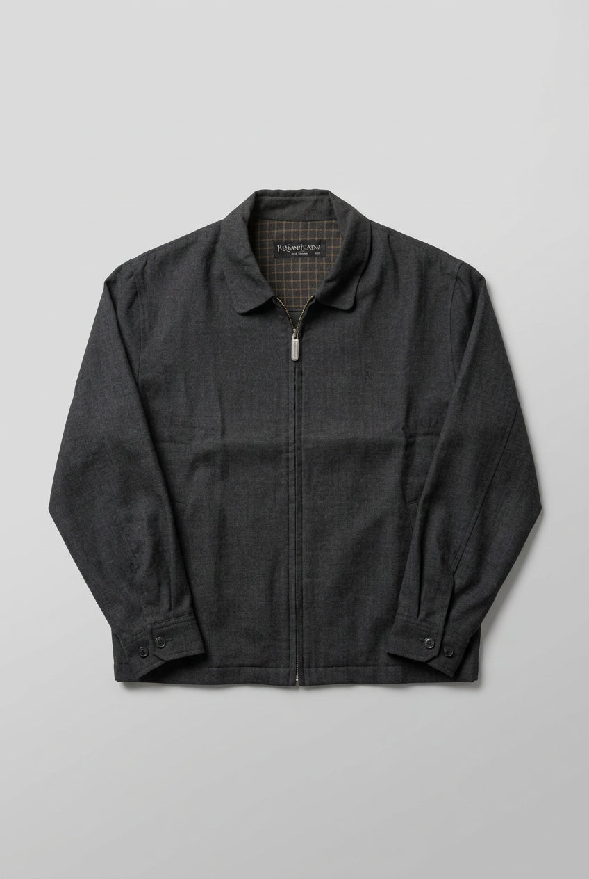 Yves Saint Laurent YSL  Charcoal Gray Wool Blend Bomber Jacket