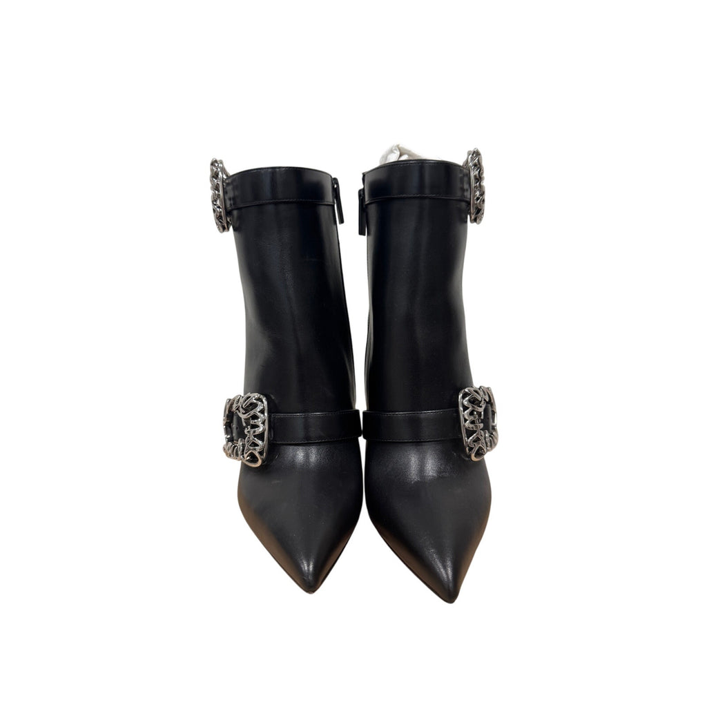 Christian Louboutin Giddylina 100mm Black Leather Buckle Ankle Boots Size 37.5 New in Box