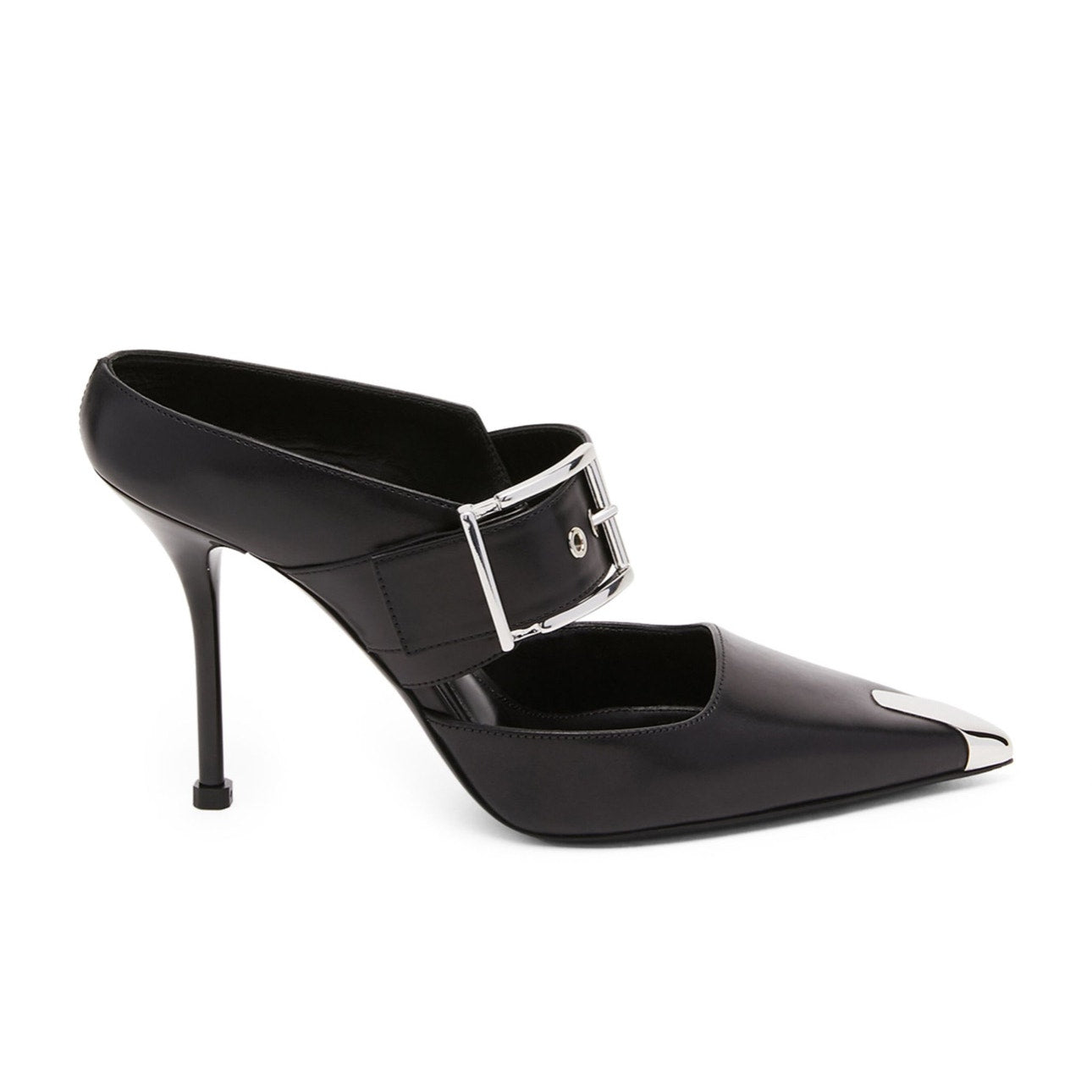 ALEXANDER MCQUEEN Leather Punk Buckle Mules 90 size 37 BNIB