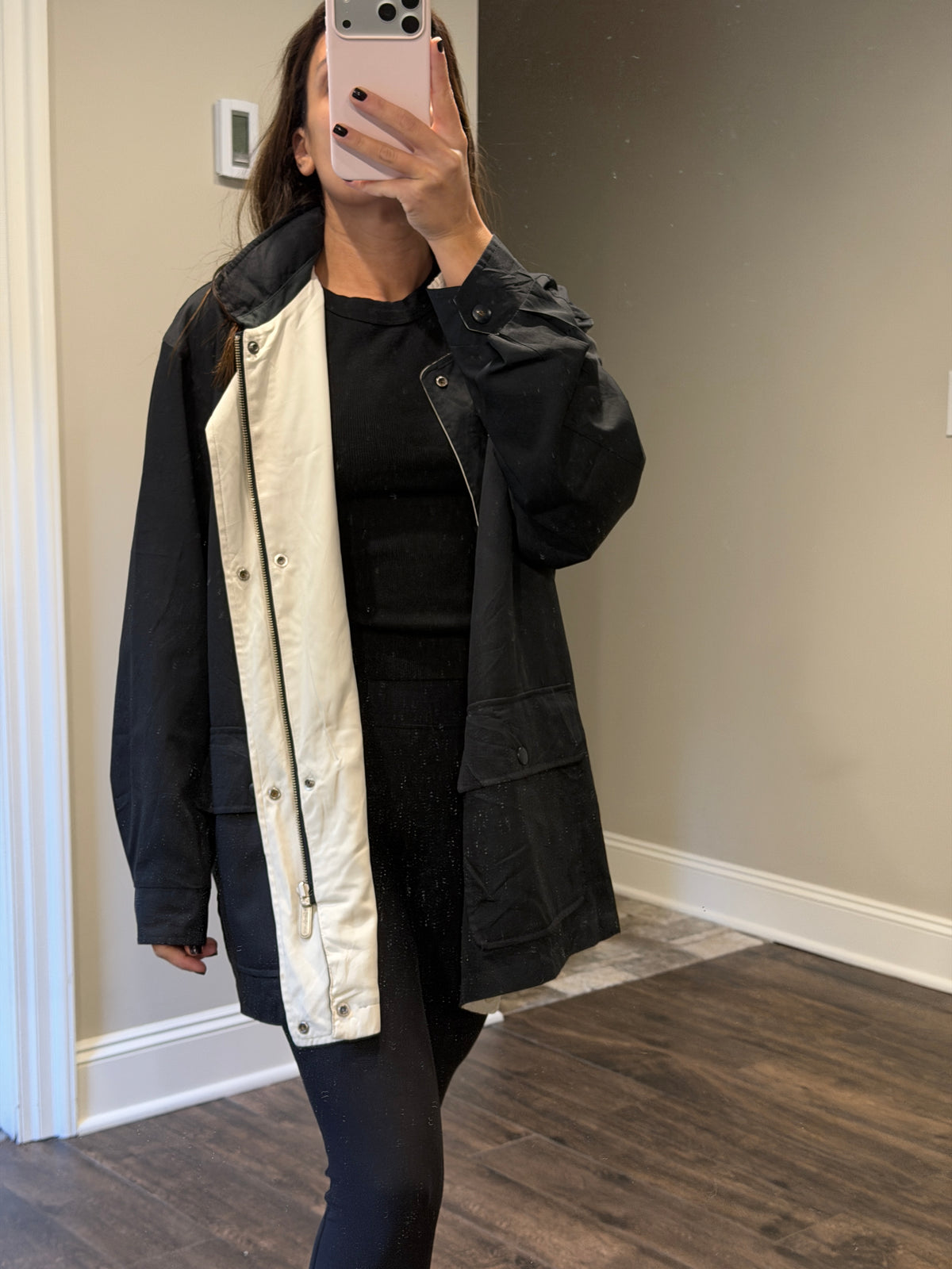 Yves Saint Laurent Vintage YSL Reversible White Black Windbreaker Bomber Jacket