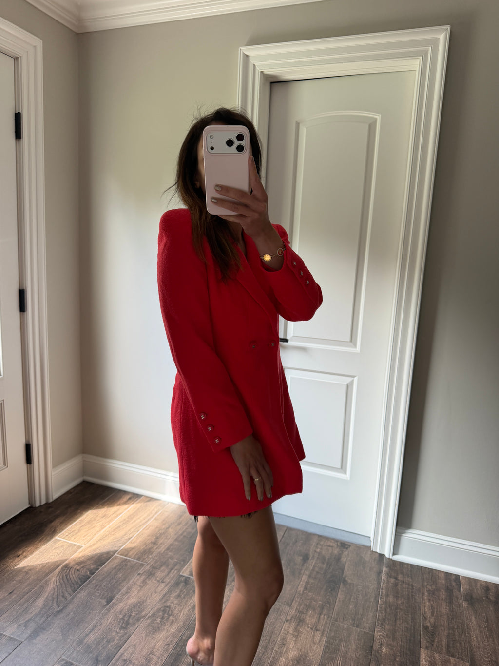 Chanel Vintage 1996 Red Tweed Boutique Blazer FR36