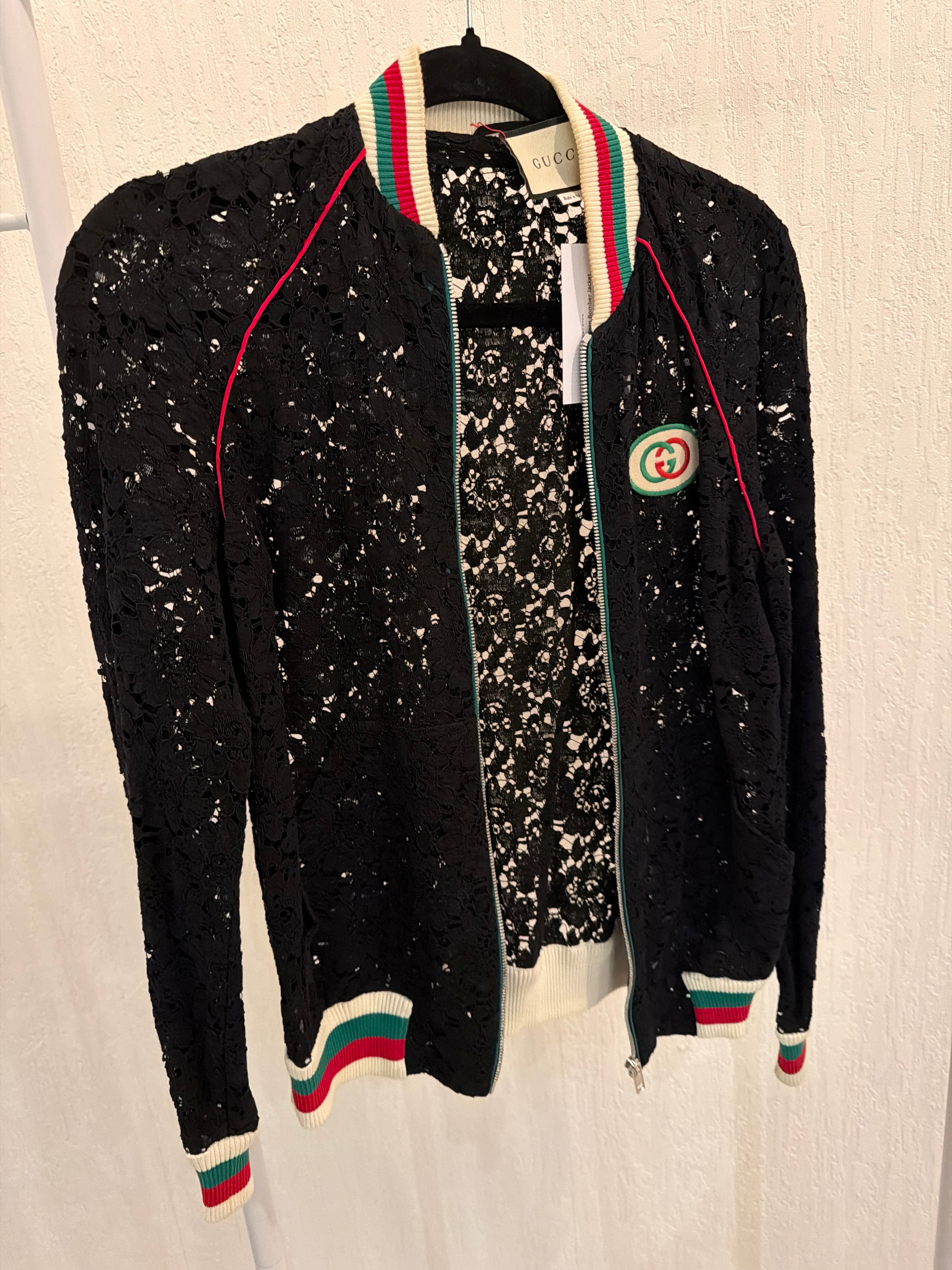 Gucci Lace Pattern Bomber Jacket