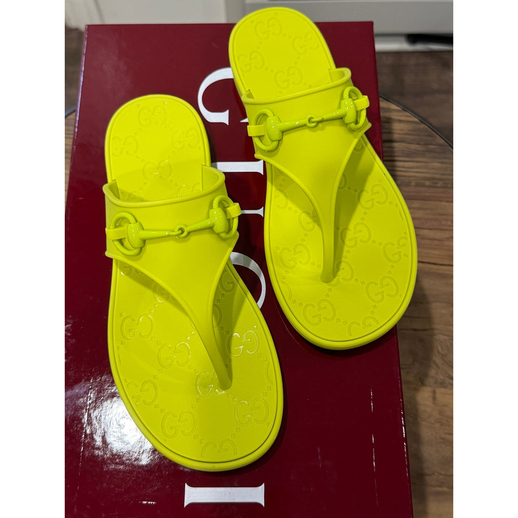 Gucci Horsebit Thong Green Sandals NWT SIZE 36