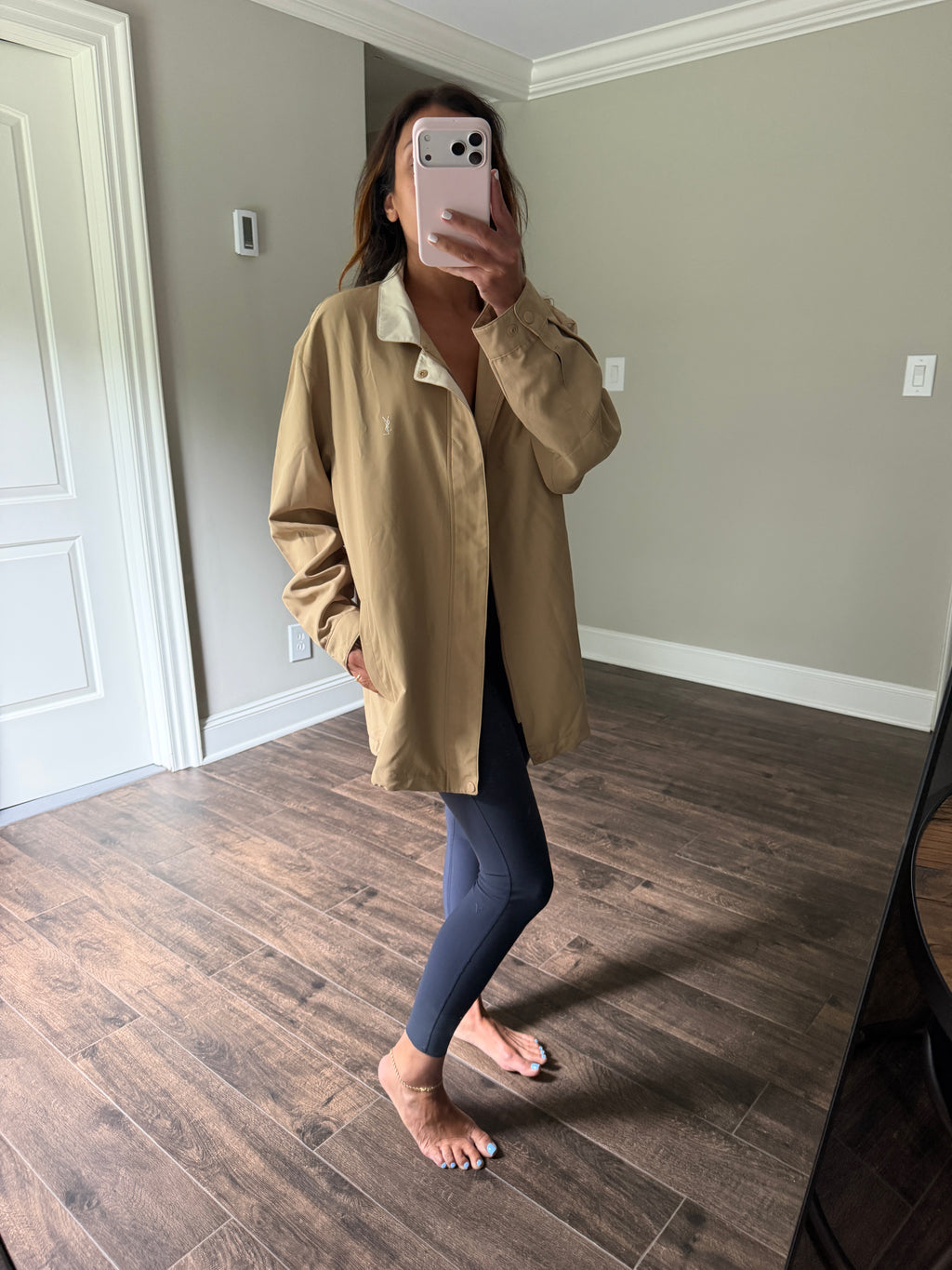 Yves Saint Laurent Vintage YSL Beige Windbreaker Bomber Jacket Size 100