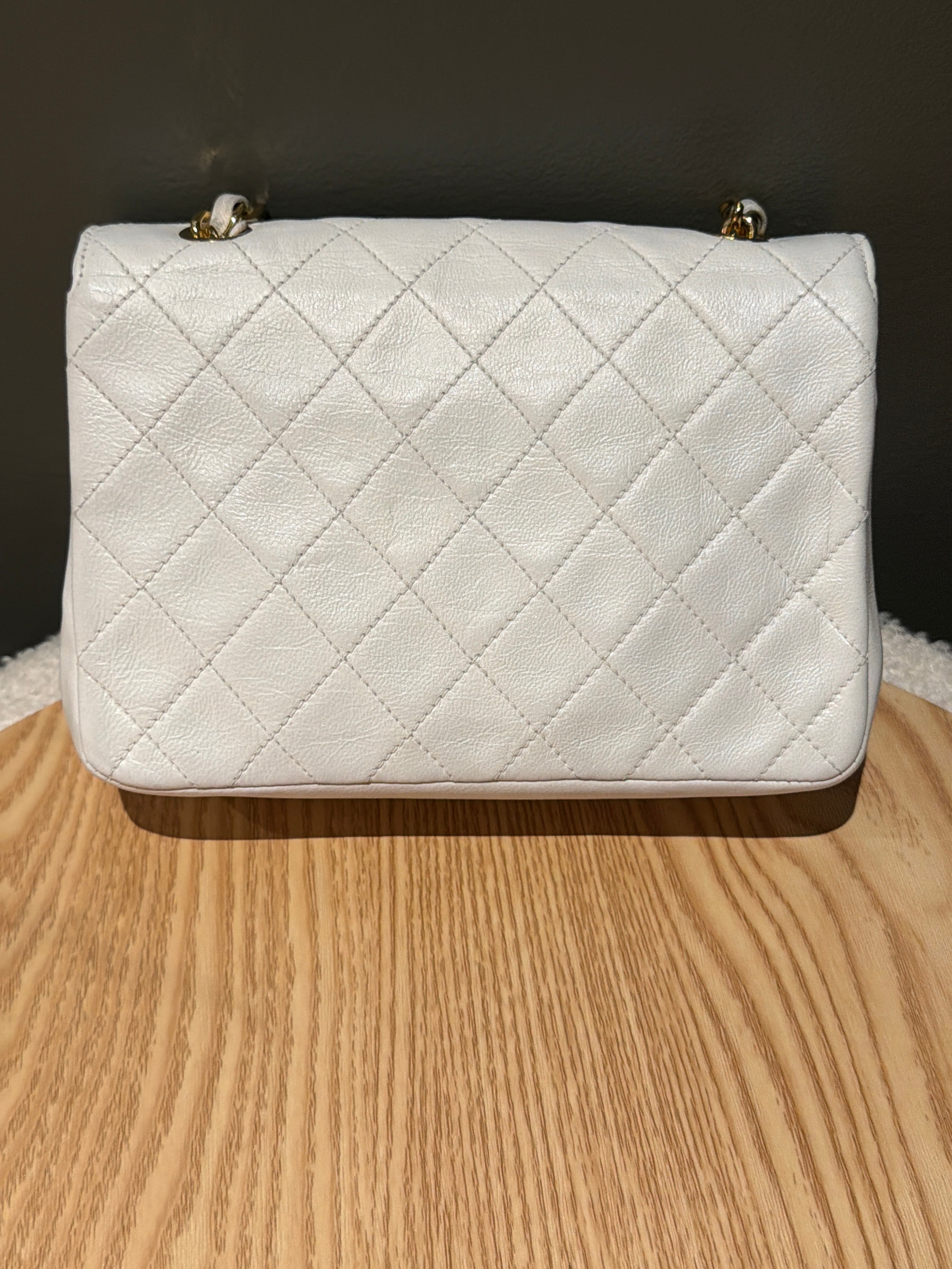 Chanel White Mini Round CC Flap  1987-1988