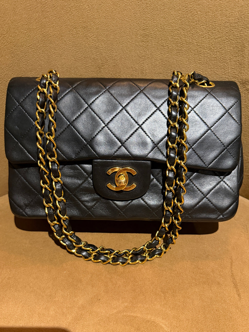 Chanel Classic Small Double Flap Bag Black Lambskin 24K Gold Hardware 1994–1996