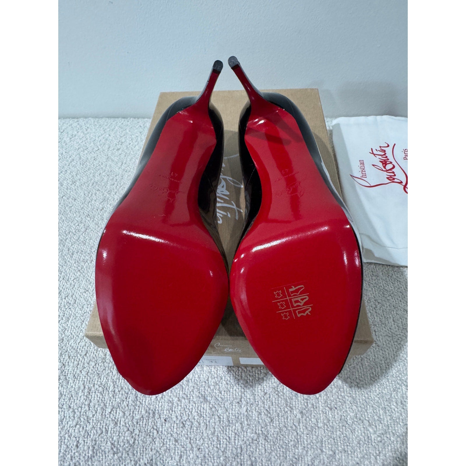 Christian Louboutin New Very Privé 120mm Black Patent Peep Toe Pumps Size 41 NEW