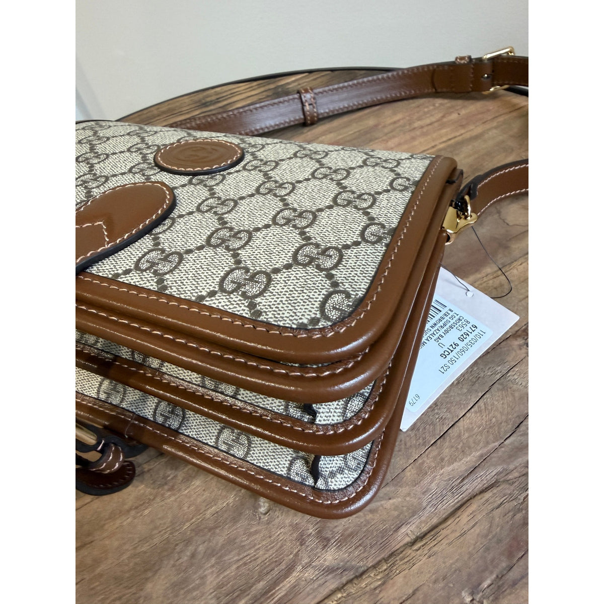 Gucci Mini Interlocking G GG Supreme Canvas Crossbody Bag Brown NWT
