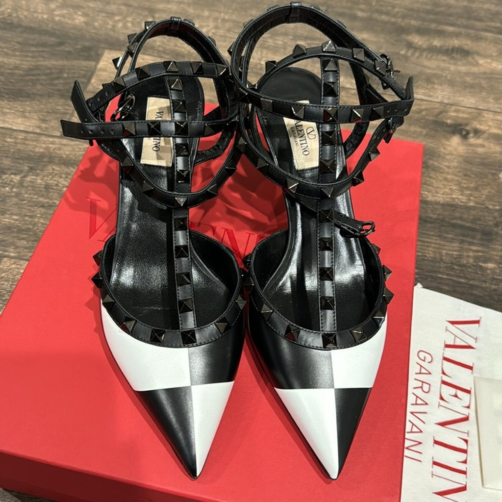 VALENTINO GARAVANI Rockstud 65 checked leather pumps BNIB 40