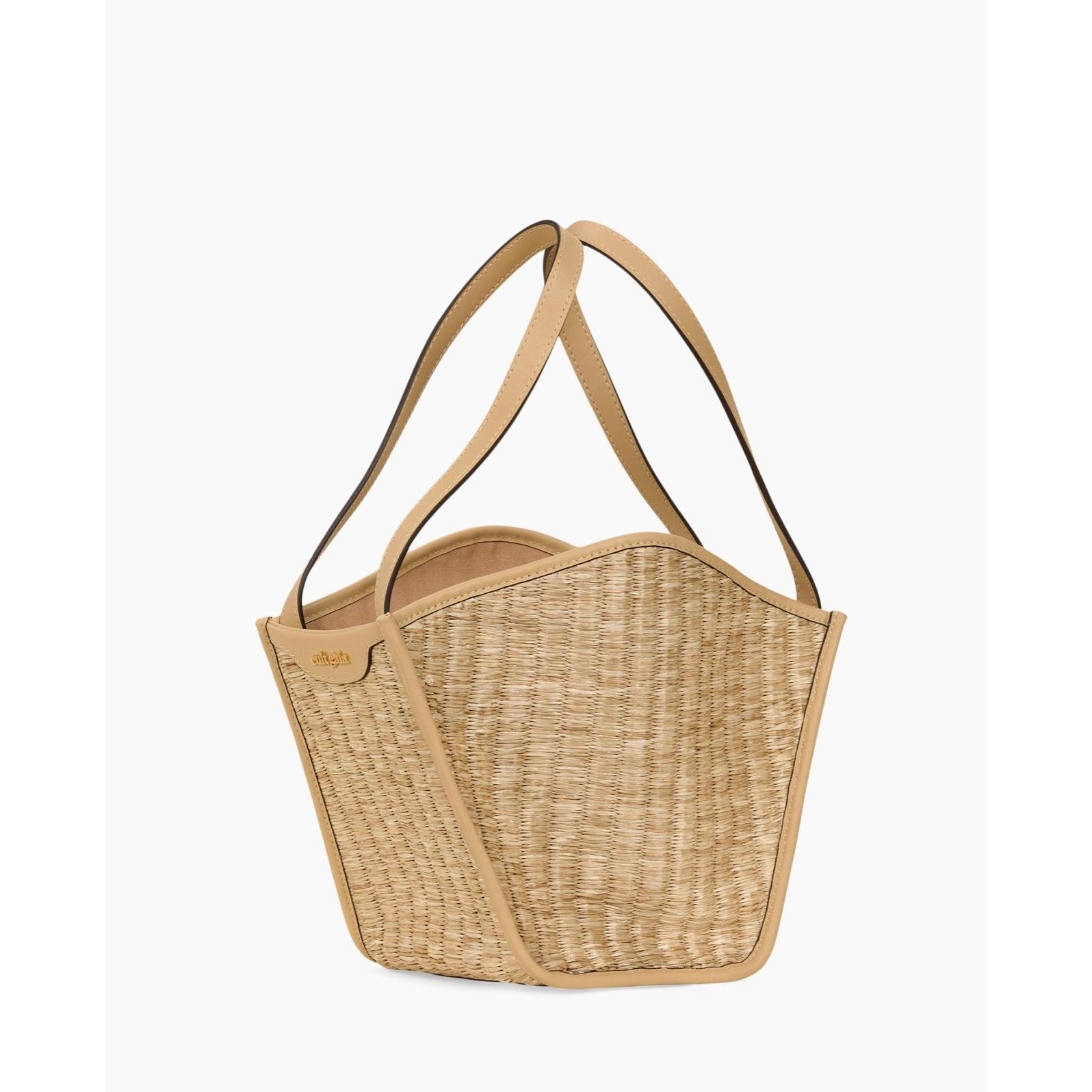 Cult Gaia Small Sadie Raffia Tote Bag with Leather Trim Retail $448 NWT