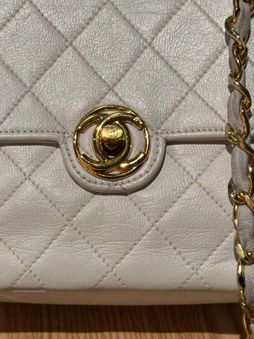 Chanel White Mini Round CC Flap  1987-1988