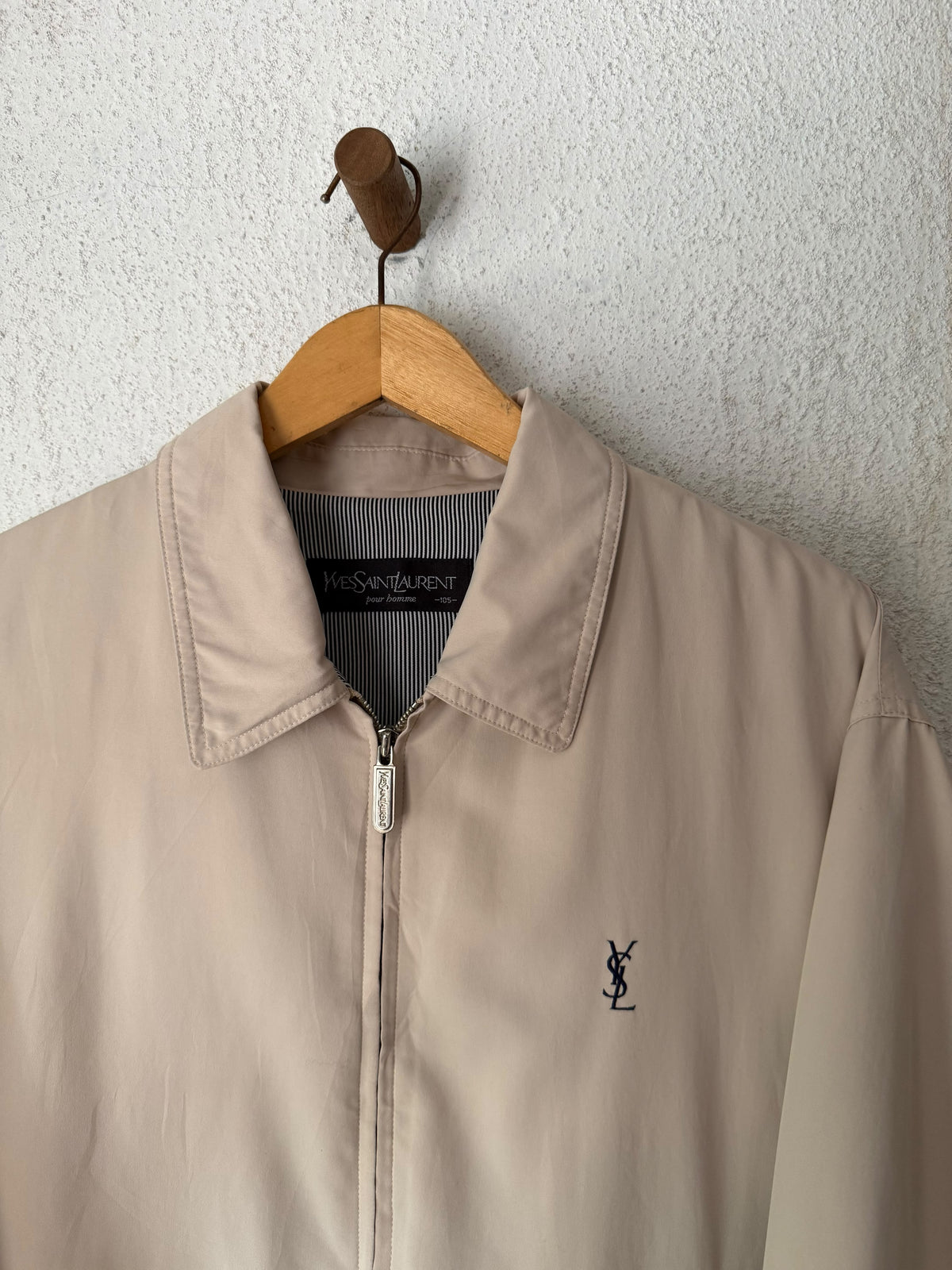 Yves Saint Laurent YSL Khaki Zip-Up Bomber Jacket