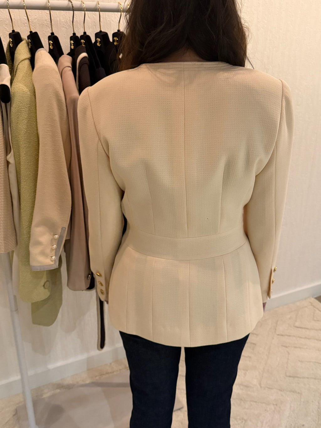 Chanel Beige Blazer Blk Buttons 1989
