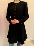 Escada by Margaretha Ley Black Wool Coat Jacket Small Longline Classic