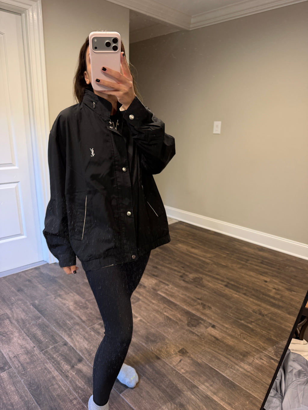 Yves Saint Laurent YSL Reversible Black & White Bomber Windbreaker Jacket