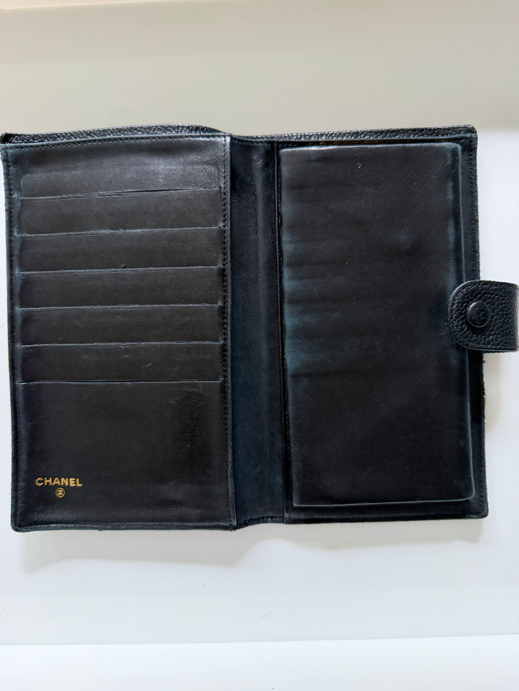 Chanel Black CC Logo French Caviar Leather Wallet