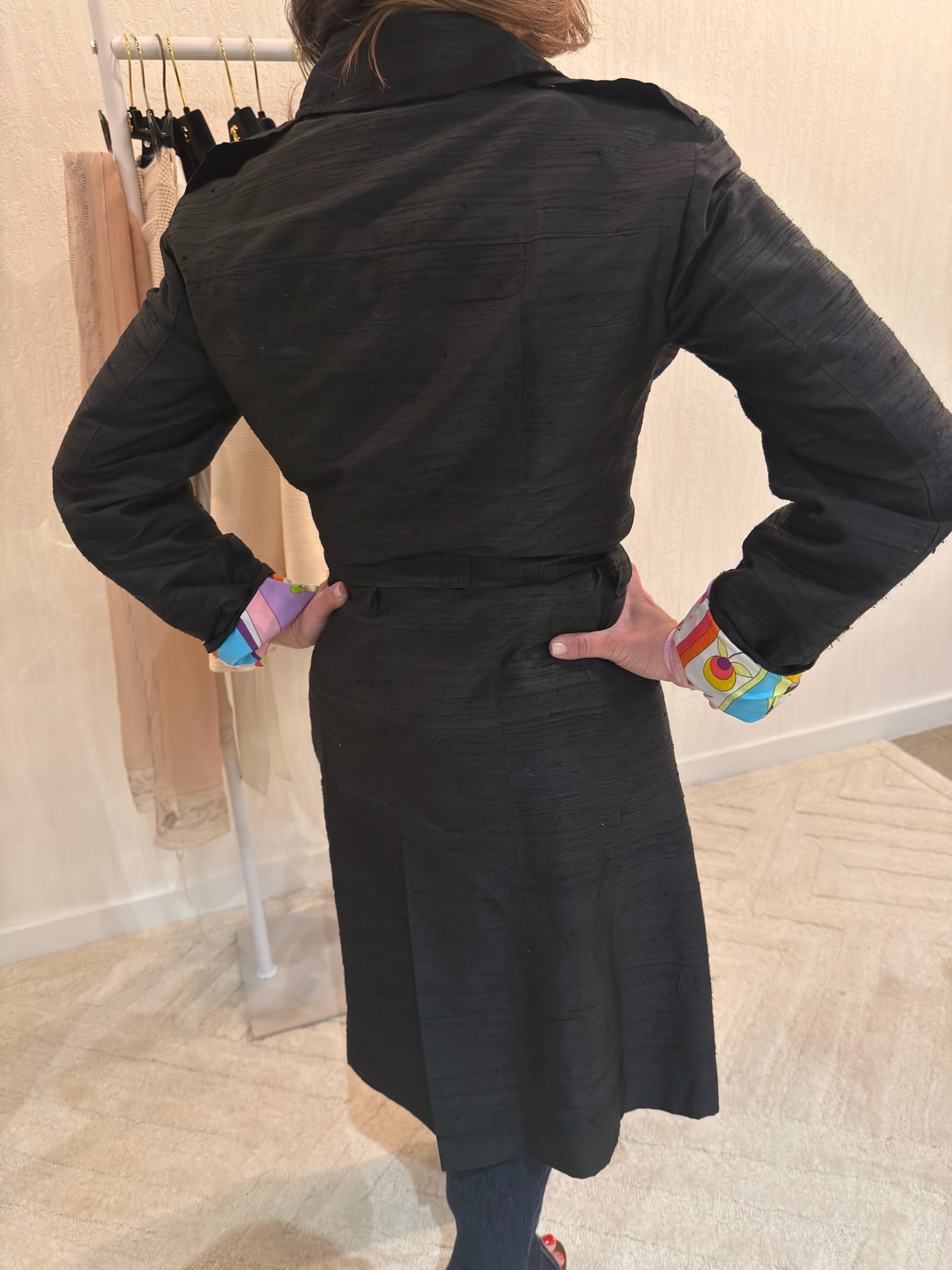 Dolce & Gabbana Black Jacket with Colorful Printed Silk Lining | IT 42 US 6