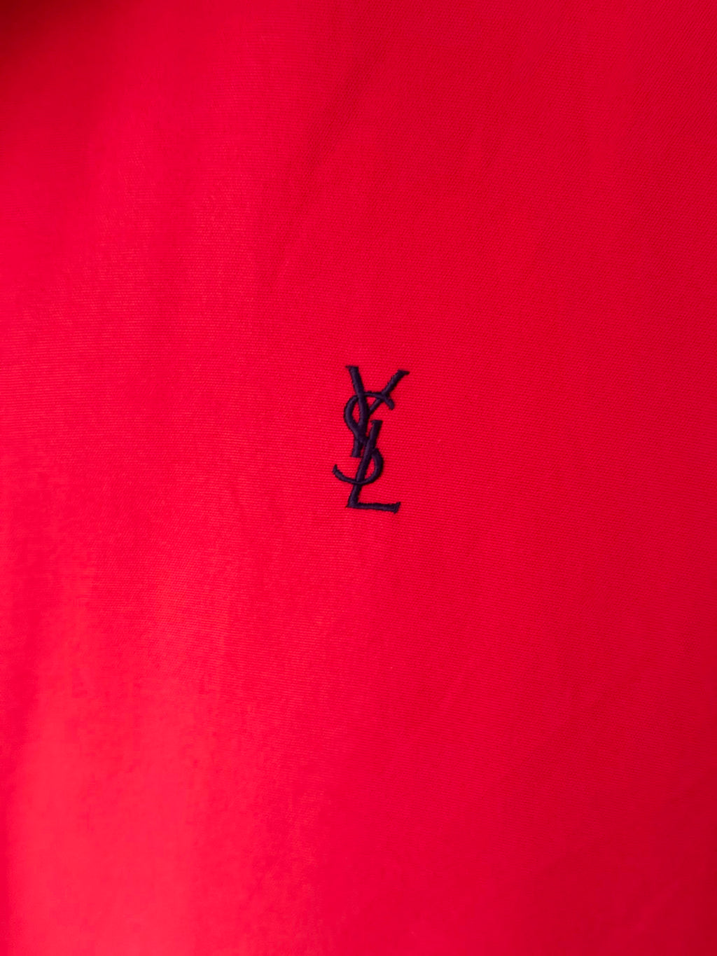 Yves Saint Laurent Vintage 90s Red YSL Logo Windbreaker Jacket Navy Logo Size 110 Oversized