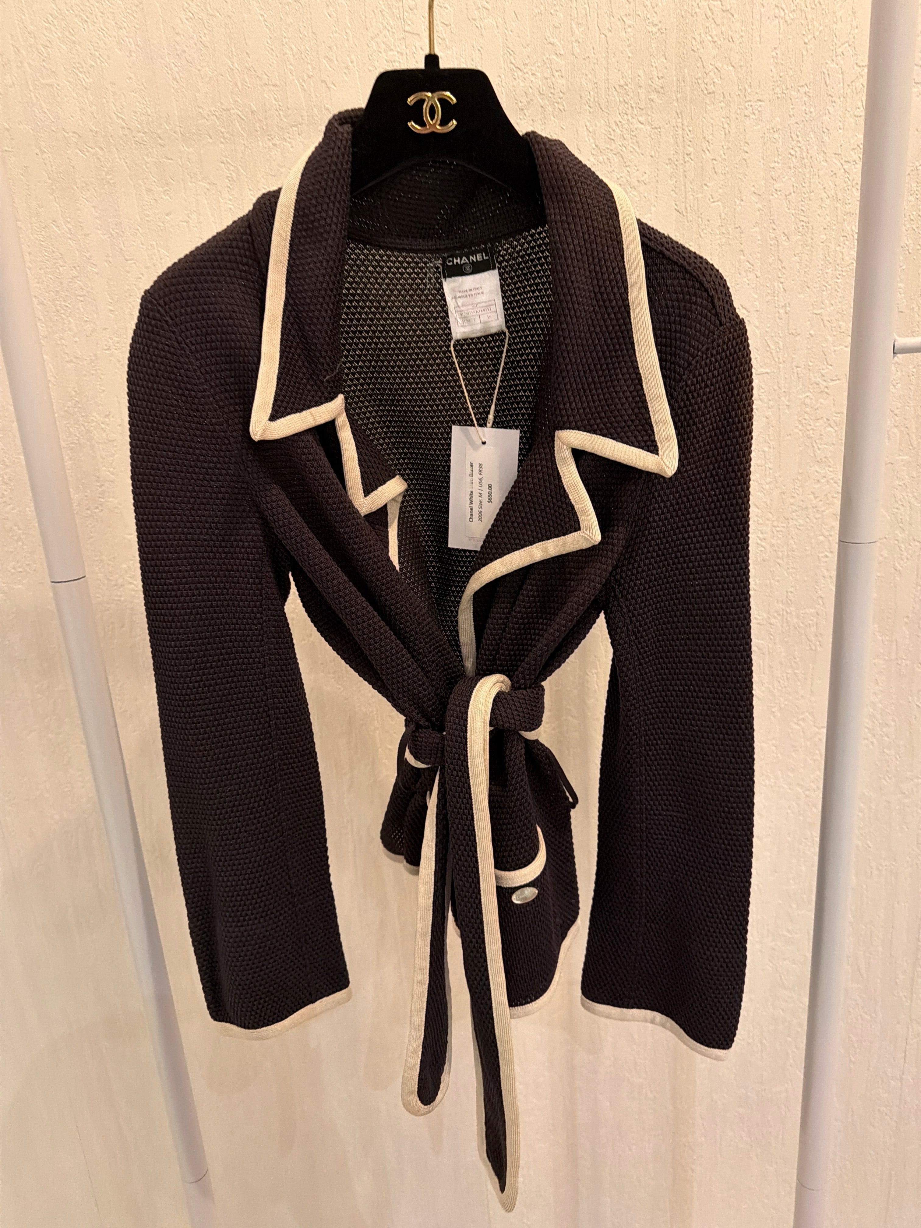 Chanel White Trim Blazer