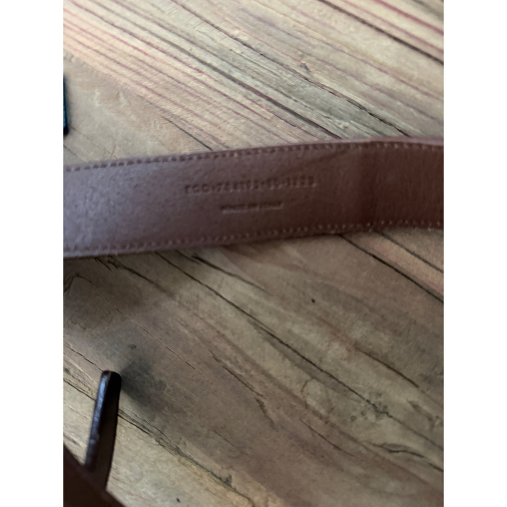 Saint Laurent Cassandre YSL Leather Belt Brown Gold Tone Logo Size 80 Brand NWT
