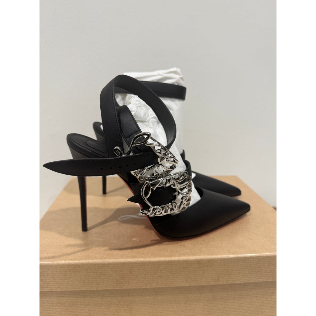 CHRISTIAN LOUBOUTIN 38 Giddylina 100 buckle-embellished leather pumps$1,495