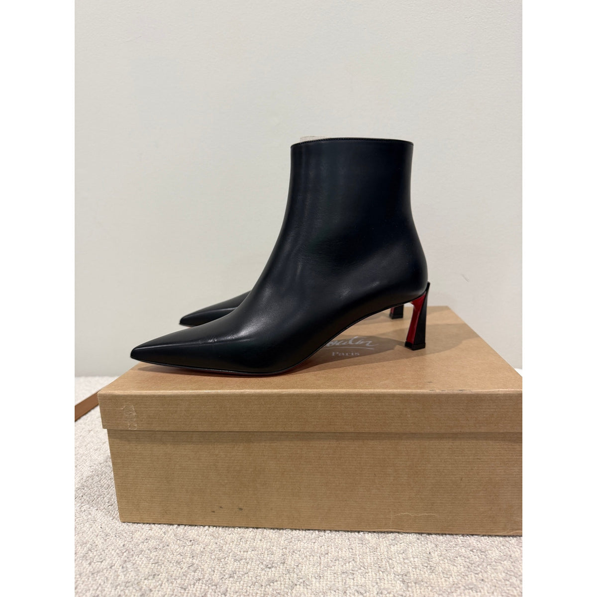 Christian Louboutin Condora Booty Black Calf Leather 55mm | New in Box 38.5
