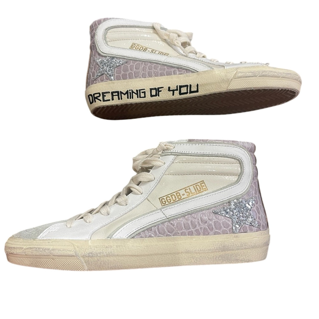 Golden Goose Slide Sneakers Cream Pink Silver White | Distressed Size 36 BNIB