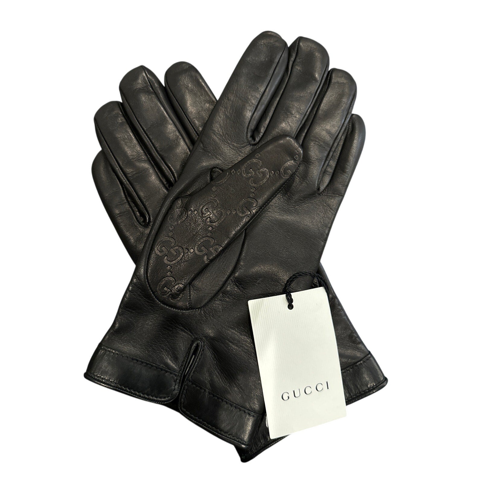 Gucci Women’s Leather gloves embellished with embossed GG logo NWT