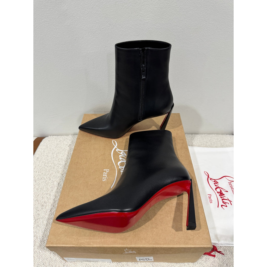 CHRISTIAN LOUBOUTIN Condora Booty 85 Calf Leather Black Ankle Boots 38 BNIB