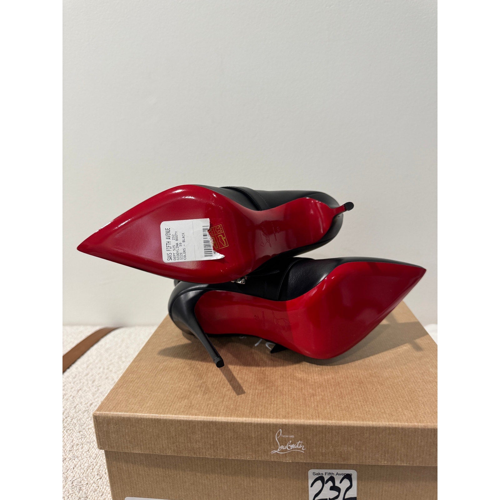 Christian Louboutin Giddylina 100mm Black Leather Buckle Ankle Boots Size 39 New in Box