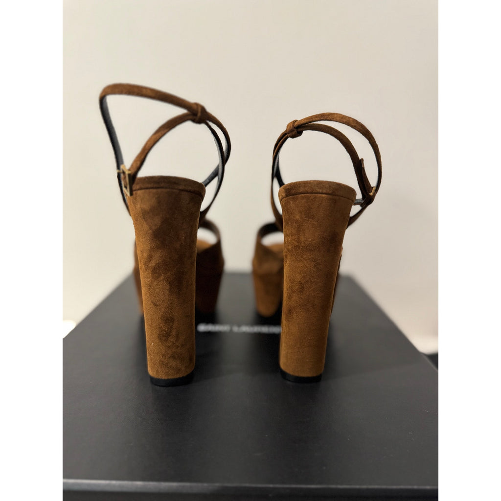 SAINT LAURENT JODIE PLATFORM SANDALS IN SUEDE LAND BNIB 38.5
