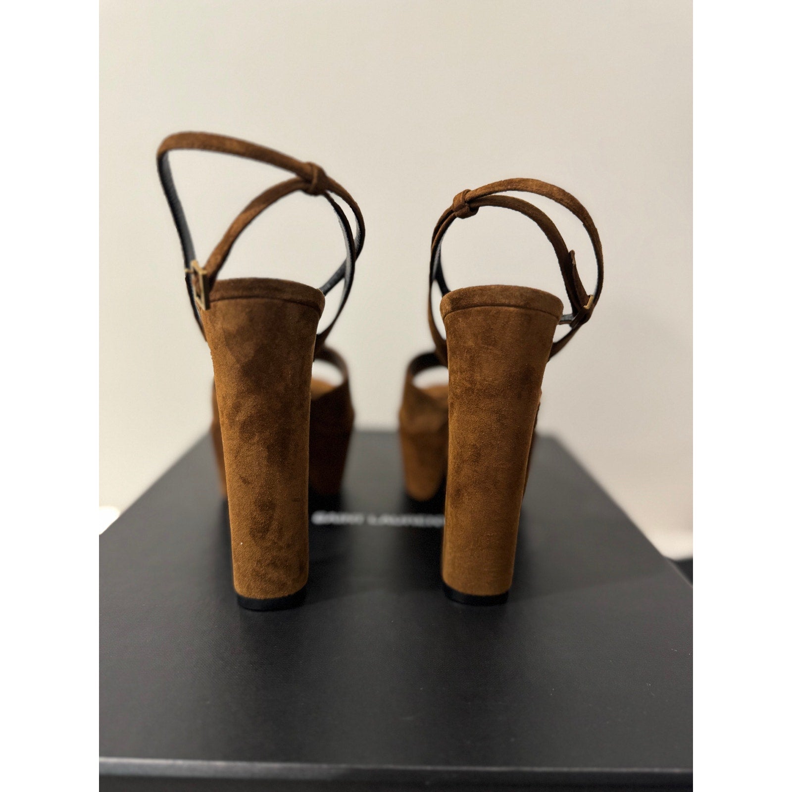 SAINT LAURENT JODIE PLATFORM SANDALS IN SUEDE LAND BNIB 38.5