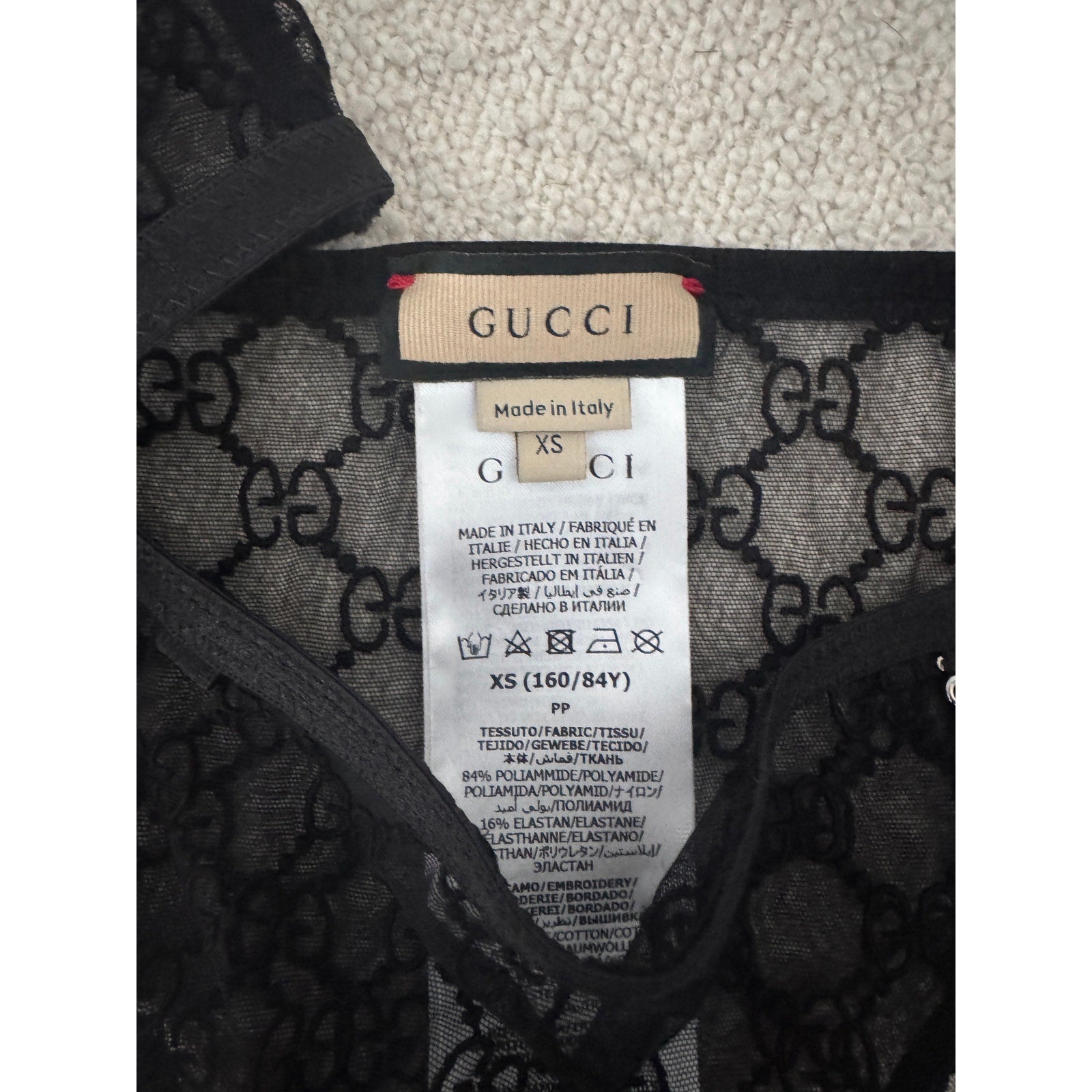 GUCCI Gg Star Tulle Lingerie Set In Black Size XS NWT