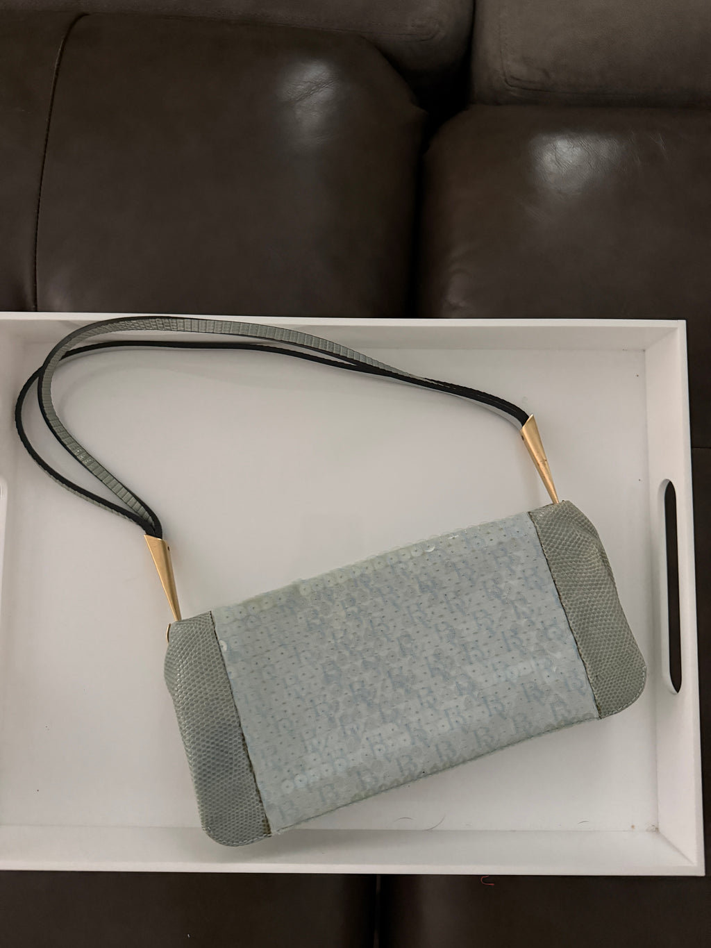 Bottega Veneta Blue Leather Shoulder Bag | Gold Tone Hardware