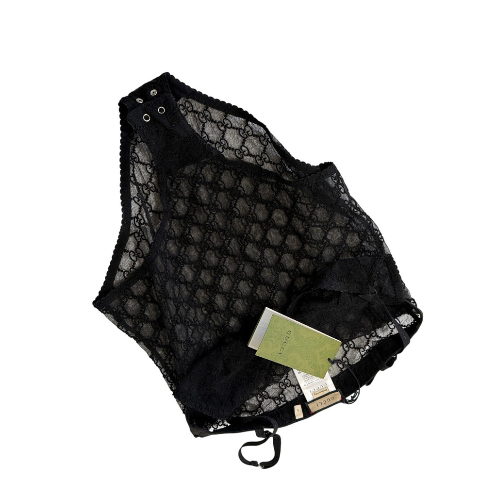 Gucci GG Black Tulle Lace bodysuit Small NWT