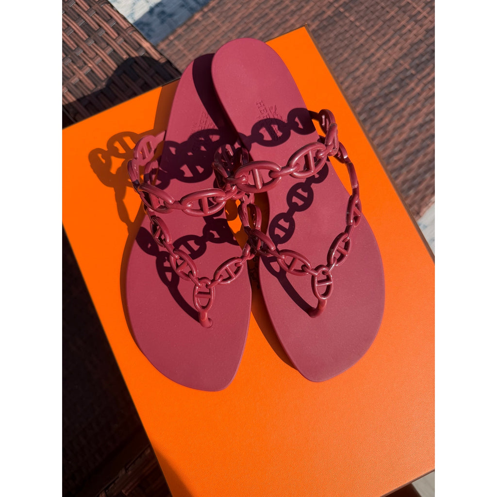 Hermes Island Sandal in Rouge H Size 37 BNIB