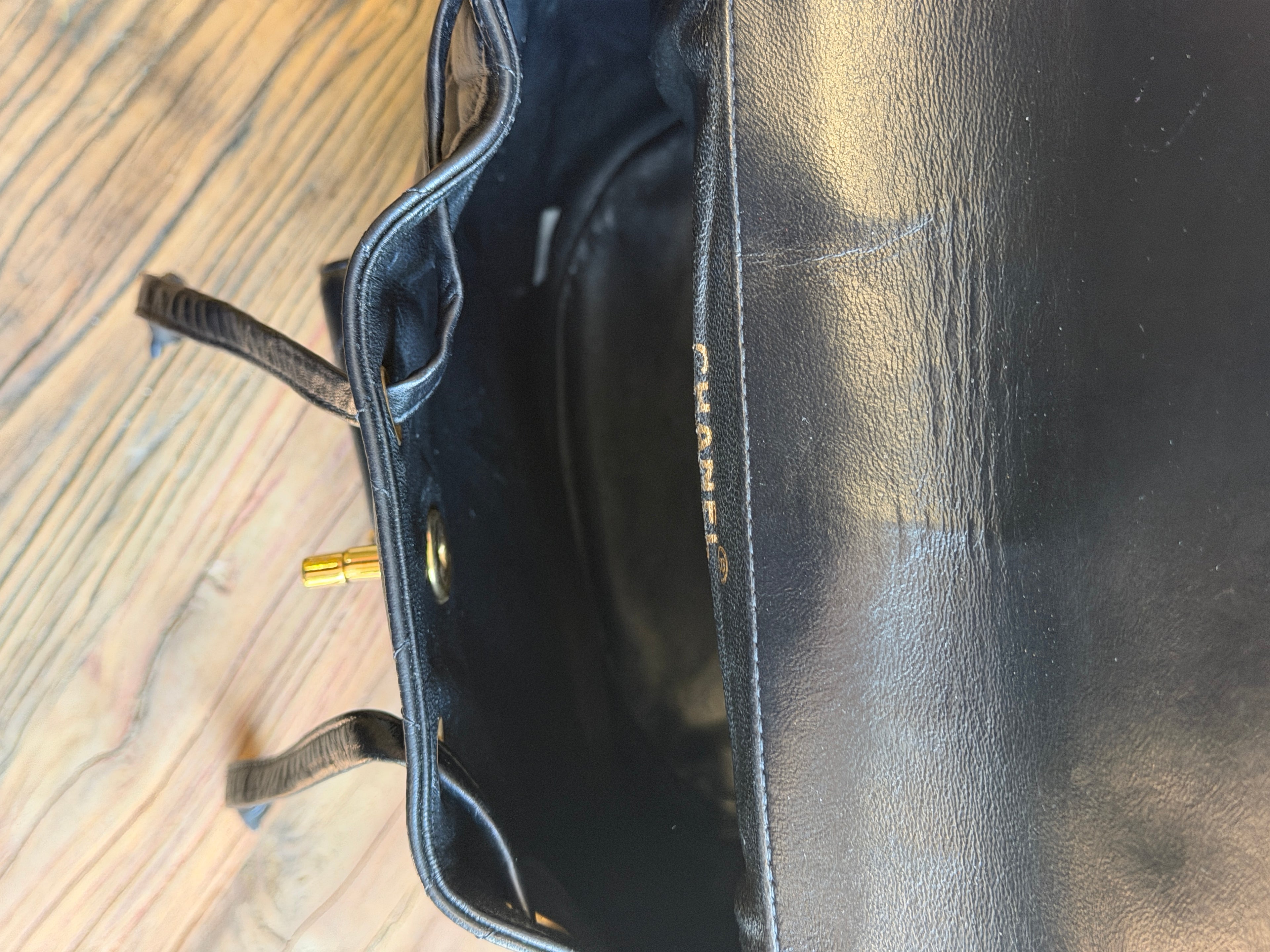CHANEL Vintage Black Lambskin Quilted Drawstring Backpack 24K Gold Plated Hardware