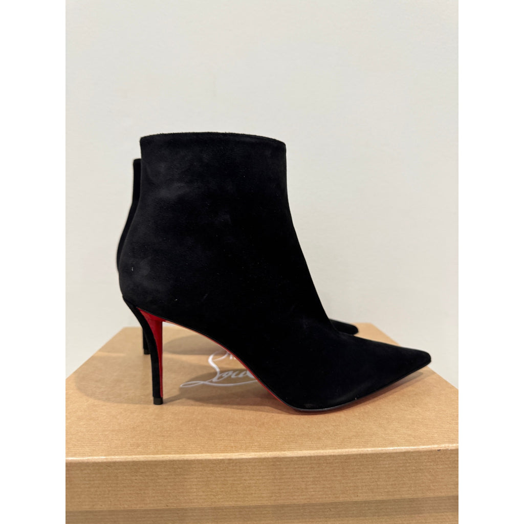 CHRISTIAN LOUBOUTIN So Apostropha Booty 80 Suede Black Ankle Boots