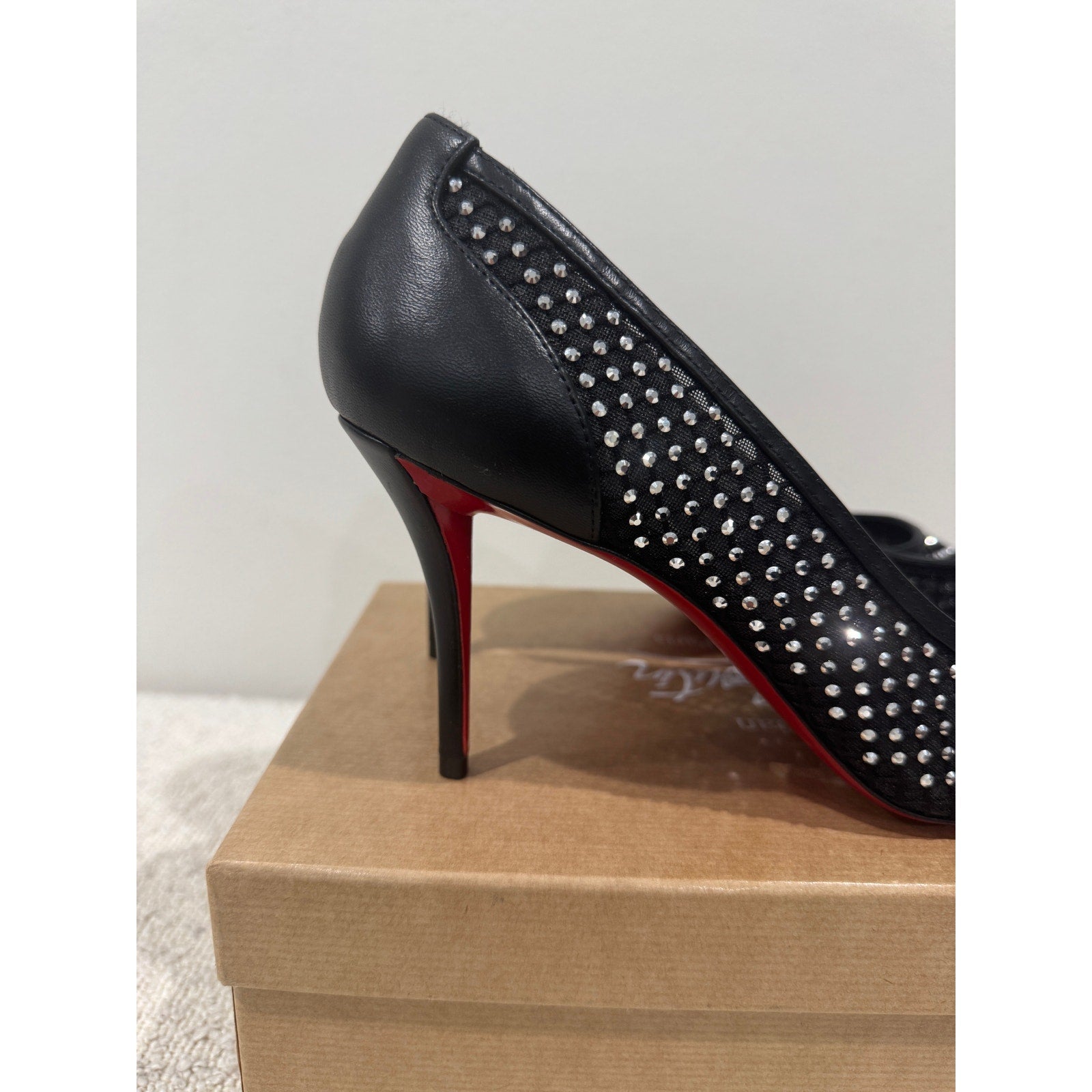 Christian Louboutin Apostropha Mesh Strass Pumps 80mm Black Crystal | New in Box
