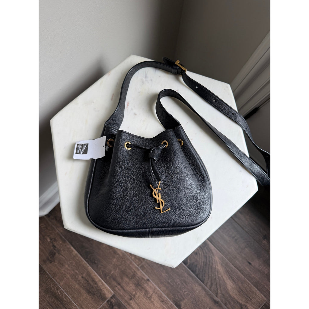 Saint Laurent Mini Paris Vii Black Leather Bag Gold Hardware NWT